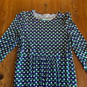 Boden Navy, Green & White Geometric Long-Sleeve Dress